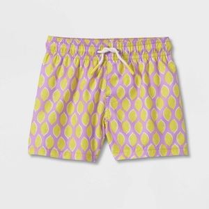 Cat and Jack Lemon Print Swim Trunks